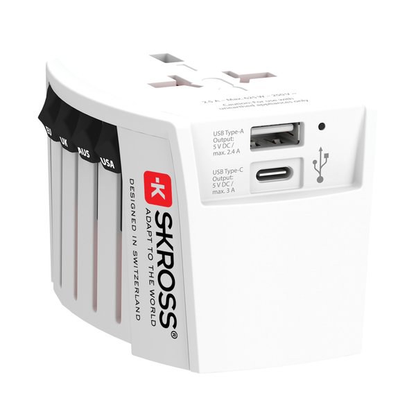 Skross RB1.30296 - SKROSS World Travel Adapter MUV 2-pole with USB A and C