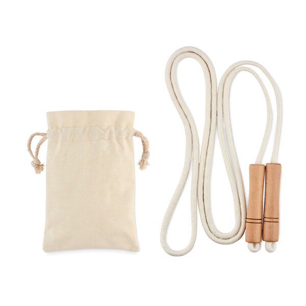 JUMP Premium Adjustable Cotton Skipping Rope with Wooden Handles - GiftRetail MO6140