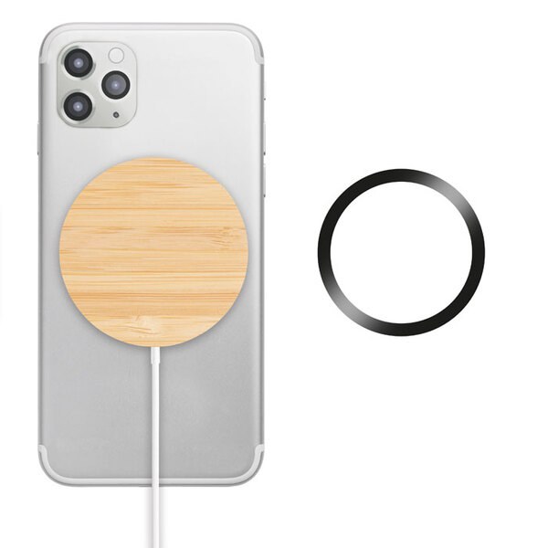 RUNDO MAG Eco-Friendly Magnetic Bamboo Wireless Charger - GiftRetail MO6266