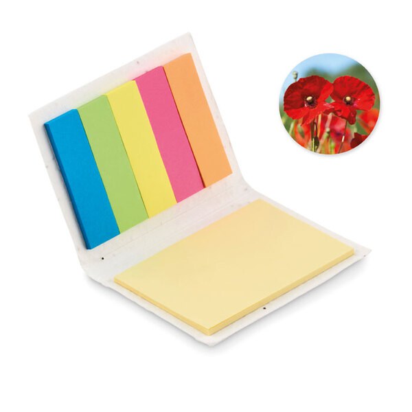 VISON SEED Eco-Friendly Seed Paper Sticky Note Pad with Page Markers - GiftRetail MO6510