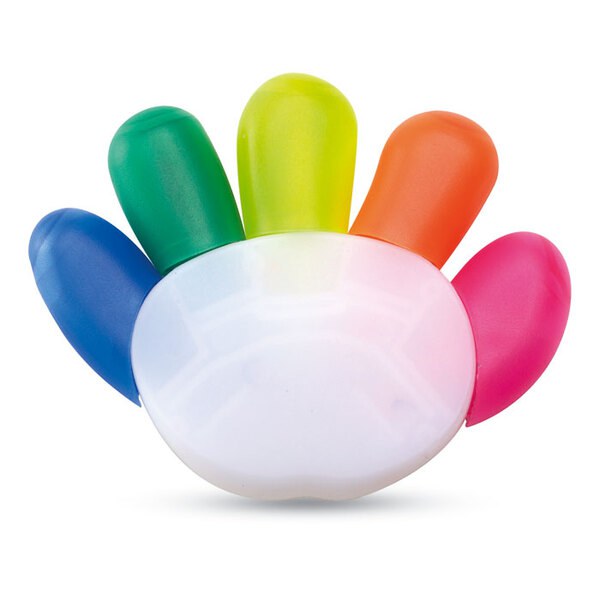 COLORE Bunte Handform Textmarker Set mit 5 Farben - GiftRetail MO7448