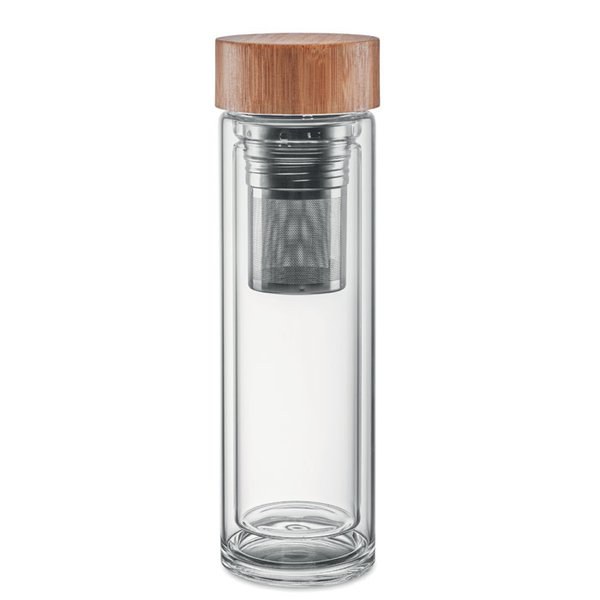 BATUMI GLASS Doppelwandige Trinkflasche aus Glas 420 ml - GiftRetail MO9420