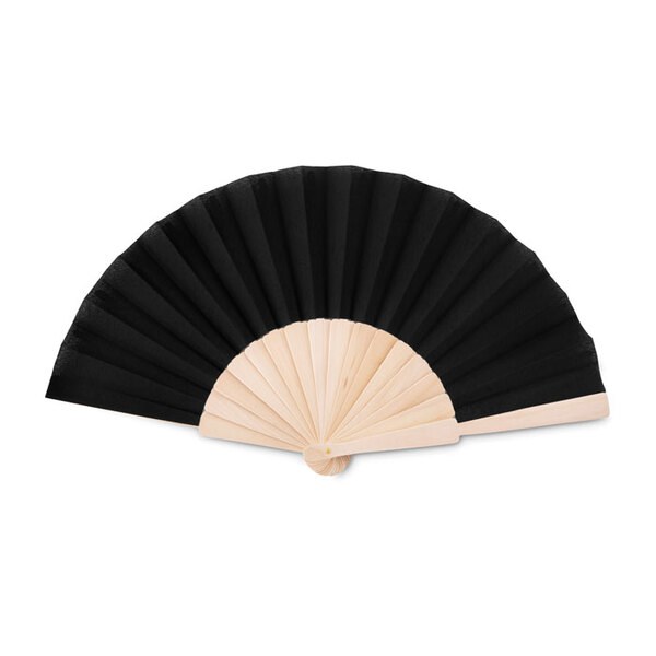 FANNY WOOD Elegant Wooden Hand Fan with Polyester Fabric - GiftRetail MO9532