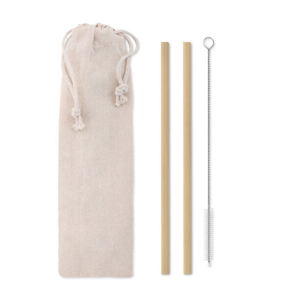 NATURAL STRAW Bambus Trinkhalme-Set - GiftRetail MO9630