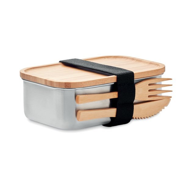 SAVANNA Eco-Friendly Stainless Steel Lunchbox with Bamboo Lid - GiftRetail MO9967