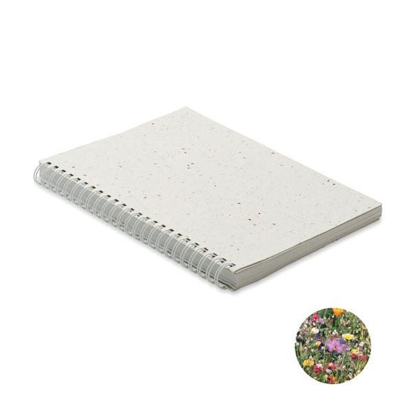 SEED RING Eco-Friendly A5 Notebook with Seed Paper Cover - GiftRetail MO2083