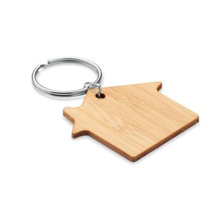 HOUSEBOO Schlüsselring Bambus, Haus - GiftRetail MO6979
