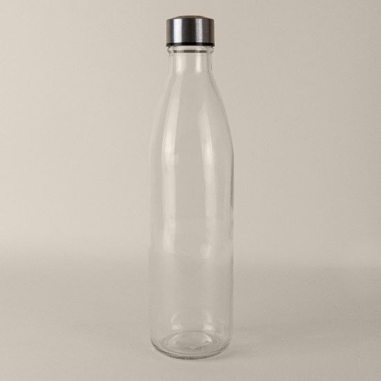 Goya 39522 - Glass Bottle with Stainless Steel Cap, 1L H2O