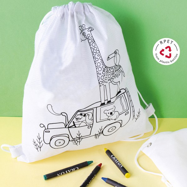 Goya 52046 - White RPET Bag with Animals & Crayons SAFUN
