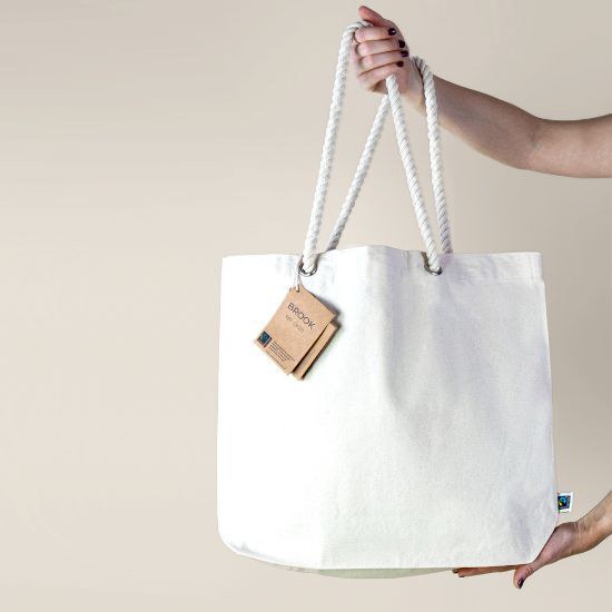 Fairtrade Baumwolltasche mit langen Zugbandgriffen, 280g BROOK