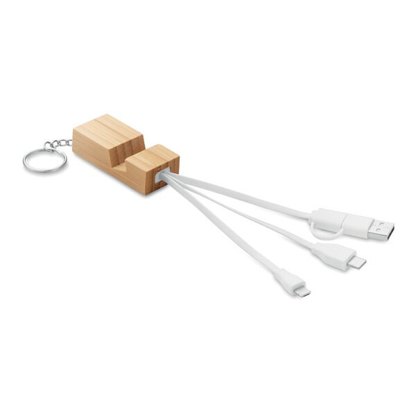 CLAUERC Bamboo key ring and stand - GiftRetail MO2295