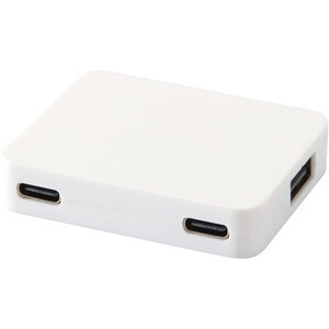 Gaia 4-port USB hub with USB-A and Type-C output and dual input - made from recycled plastic - EgotierPro 124449