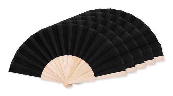 Pack mit 5 GiftRetail MO9532 - FANNY WOOD Eleganter Holz Handfächer mit Stoffbespannung