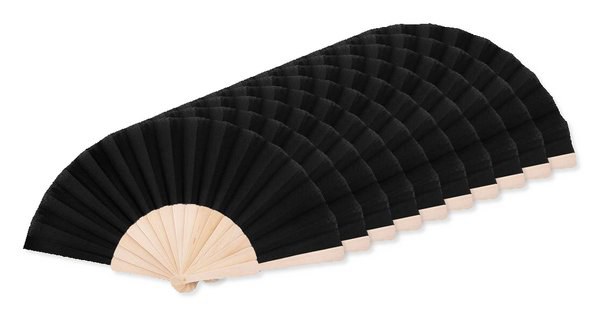 Pack mit 10 GiftRetail MO9532 - FANNY WOOD Eleganter Holz Handfächer mit Stoffbespannung