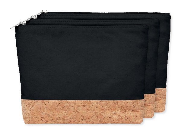 Pack of 3 GiftRetail MO9817 - PORTO BAG Eco-Friendly Cork & Cotton Cosmetic Travel Bag