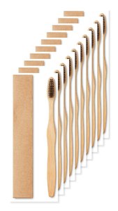 Pack mit 10 GiftRetail MO9877 - DENTOBRUSH Zahnbürste Bambus