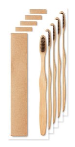 Pack mit 50 GiftRetail MO9877 - DENTOBRUSH Zahnbürste Bambus