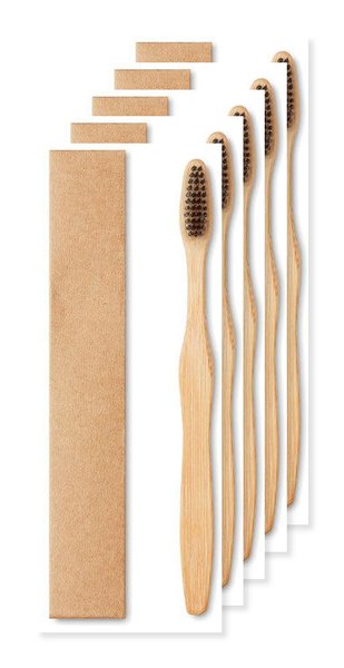 Pack mit 50 GiftRetail MO9877 - DENTOBRUSH Zahnbürste Bambus
