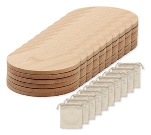 Pack mit 10 GiftRetail MO6601 - BAYIN SET Untersetzer-Set Bambus