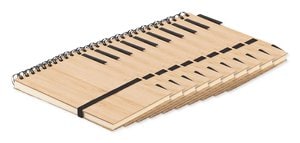 Pack mit 100 GiftRetail MO6528 - SONORABAM DIN Notizblock A6 aus Bambus