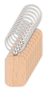 Pack mit 100 GiftRetail MO9774 - POTY WOOD Schlüsselring Holz
