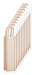Pack mit 10 GiftRetail MO6258 - CAMPO DI VINO Flaschen-Geschenktasche Jute
