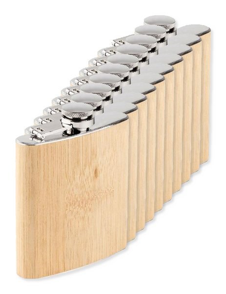 Pack mit 100 GiftRetail MO6356 - HIPHIP Flachmann Bambus 175ml