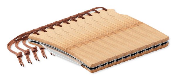 Pack mit 100 GiftRetail MO6623 - MANSAN Bambusgriff Klappmesser aus Edelstahl