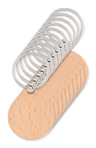 Pack mit 100 GiftRetail MO9773 - TOTY WOOD Schlüsselring Holz