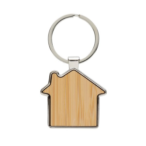 XD Collection P191.69 - RCS recycled zinc alloy house keychain with bamboo