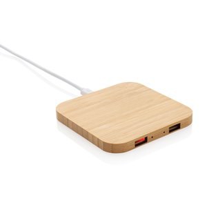 XD Collection P308.37 - Kabelloses 10W-Ladegerät aus Bambus mit USB