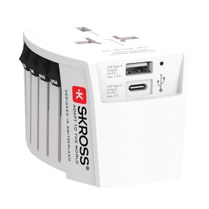 Skross RB1.30296 - SKROSS World Travel Adapter MUV 2-pole with USB A and C